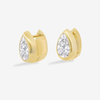 Lab Grown Pear Cut Diamond Huggie Bezel Earrings