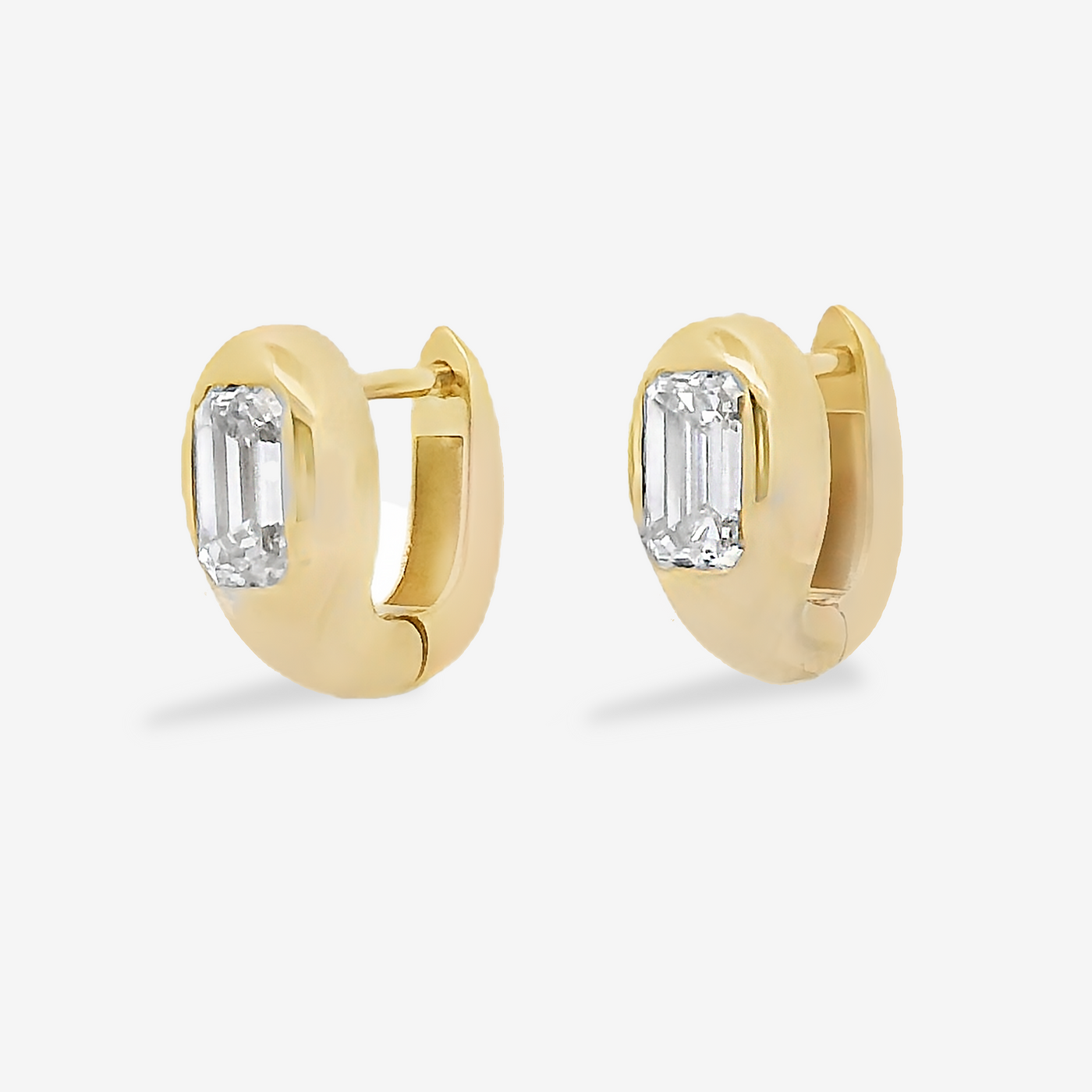 Lab Grown 1.40ct Emerald Cut Diamond Huggie Earrings