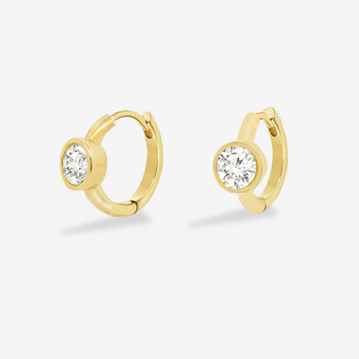 Lab Grown 1.60CT Bezel Set Huggie Earrings