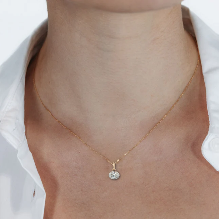 Lab Grown Solitaire East-West Oval cut Diamond Pendant