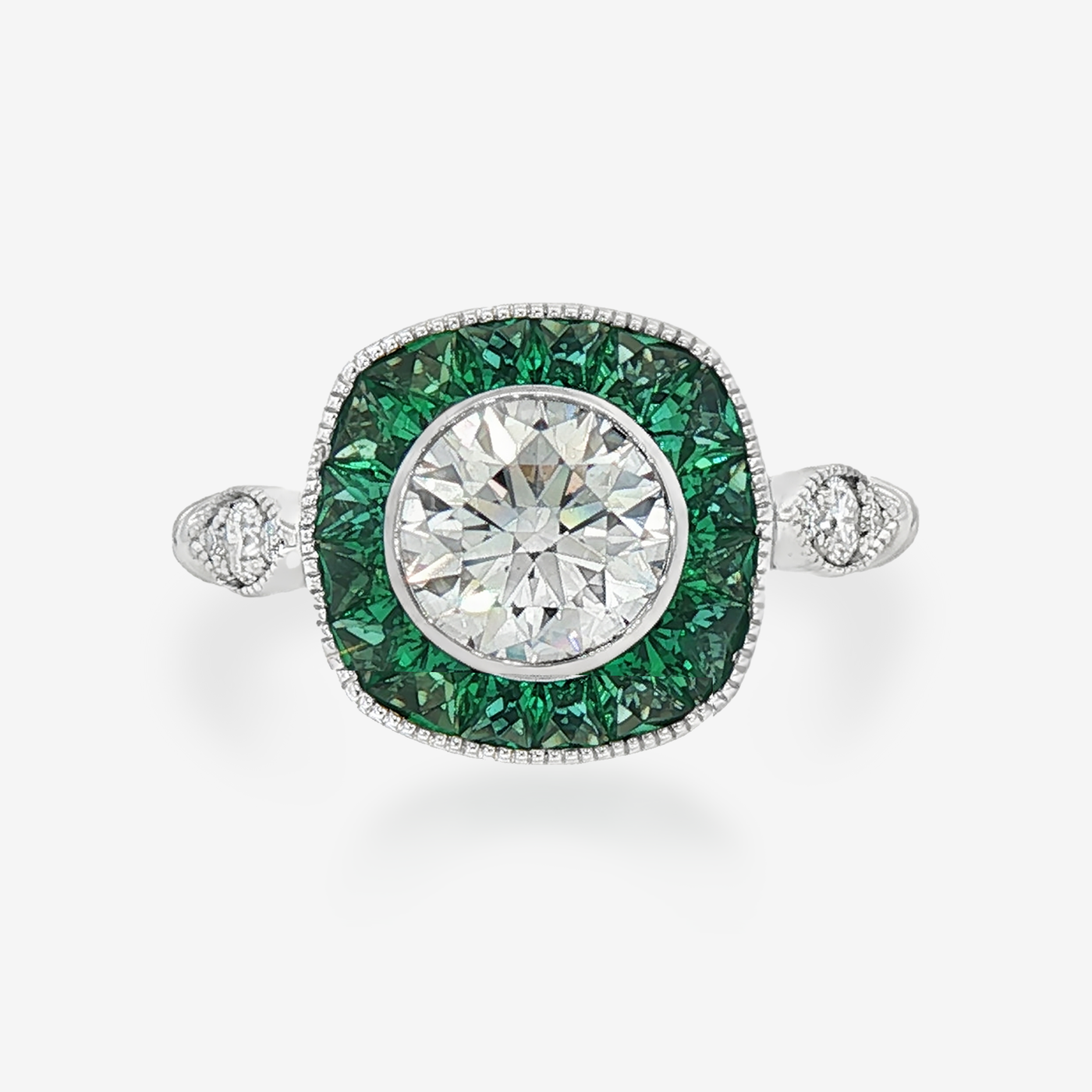 Lab Grown Diamond & Emerald Ring