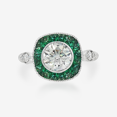 Lab Grown Diamond & Emerald Ring