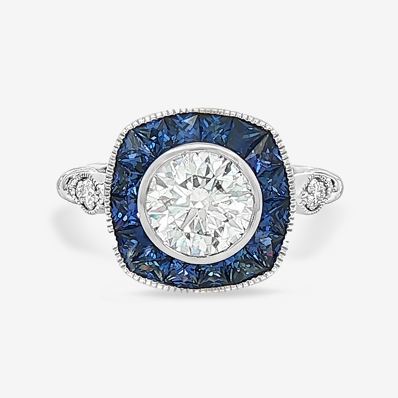 Lab Grown Diamond & Saphire Ring