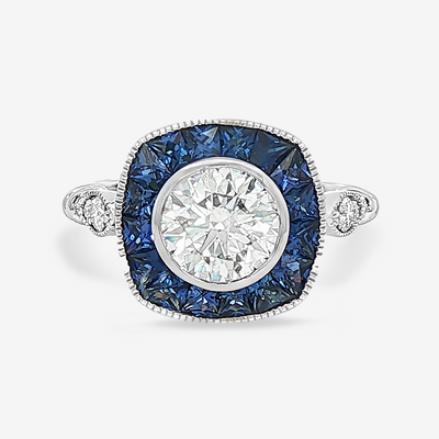 Lab Grown Diamond & Saphire Ring