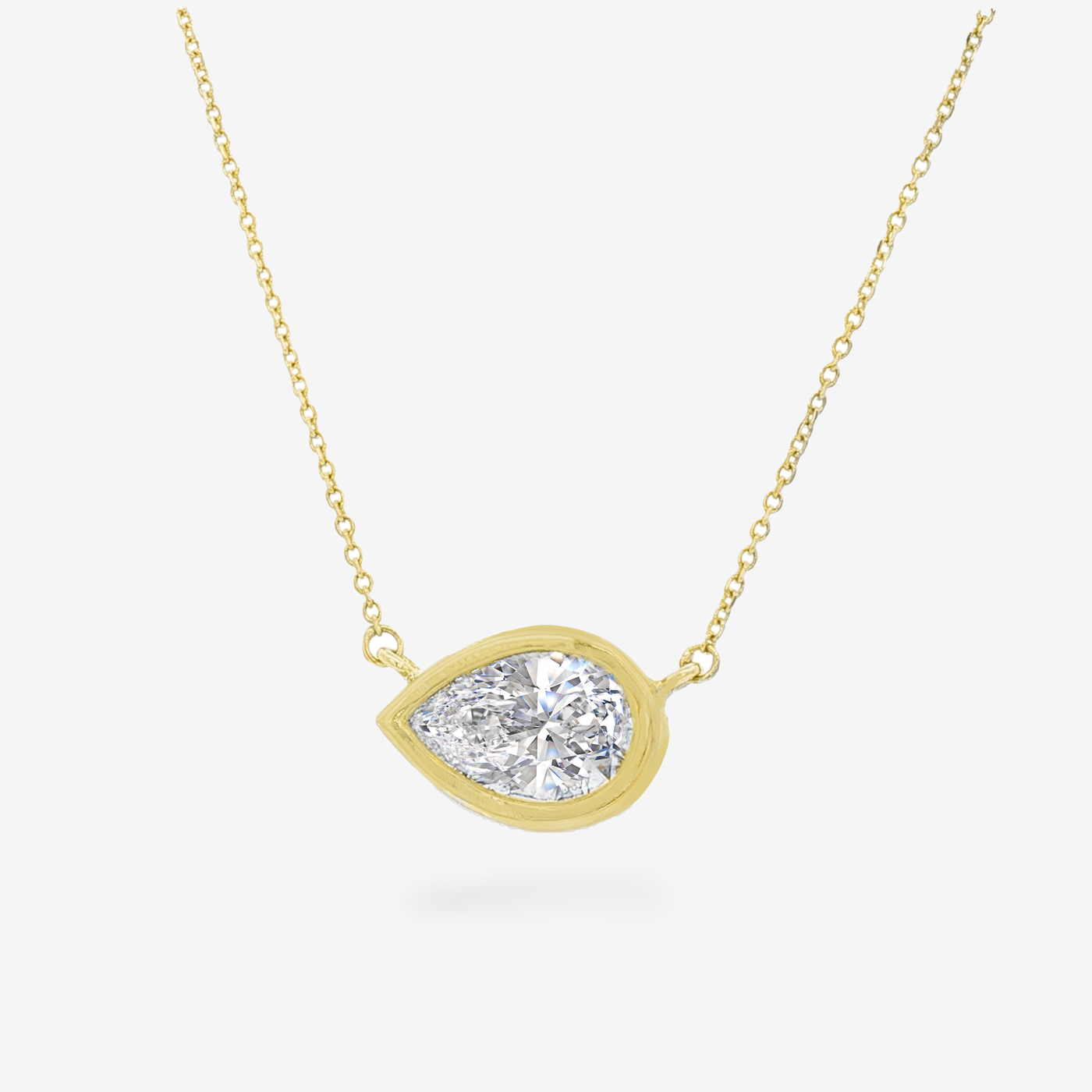 Lab Grown 2.08CT Pear cut Diamond Bezel Necklace