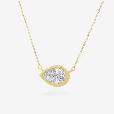 Lab Grown 2.08CT Pear cut Diamond Bezel Necklace