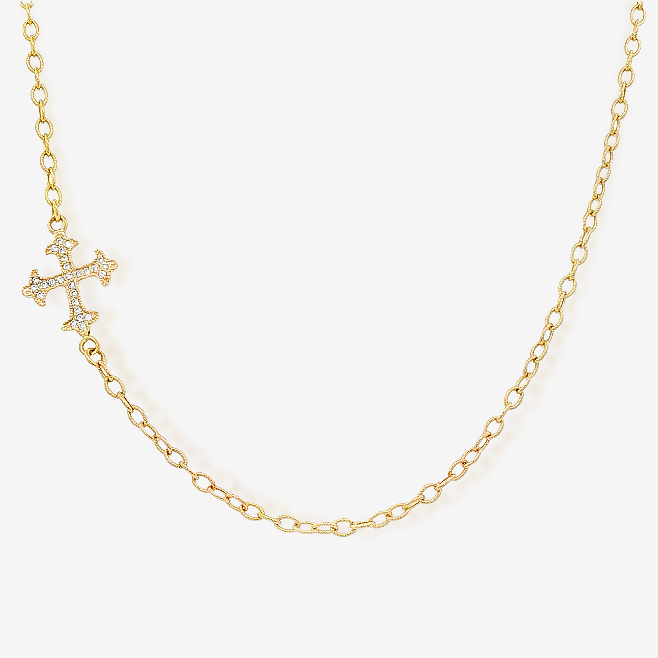 Lab Grown Diamond Horizontal Cross Necklace