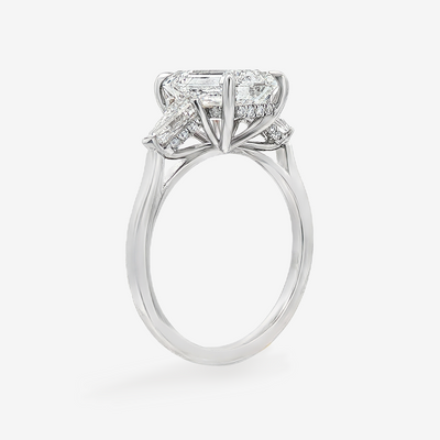 2.70CT Emerald Cut Lab Grown Diamond Three Stone Engagement Ring