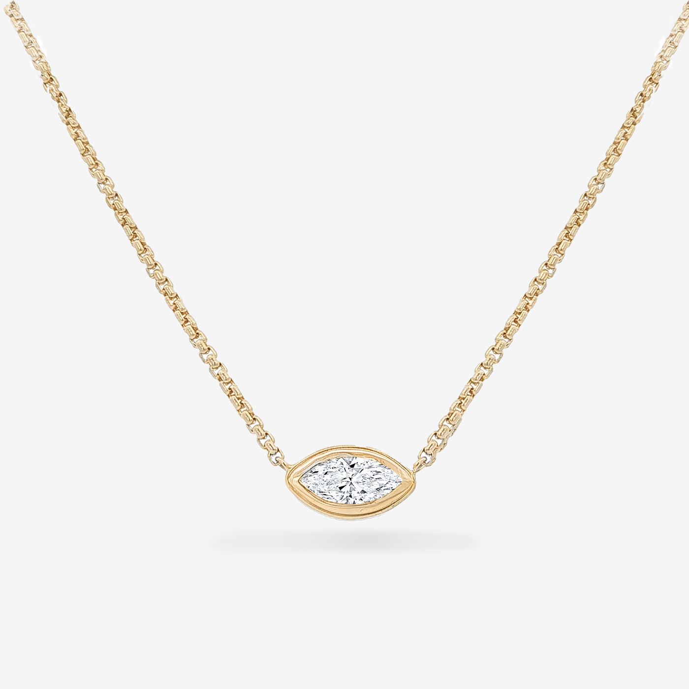 Lab Grown 1.10CT Marquise Cut Diamond Bezel Necklace