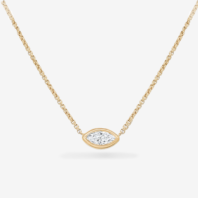 Lab Grown 1.10CT Marquise Cut Diamond Bezel Necklace
