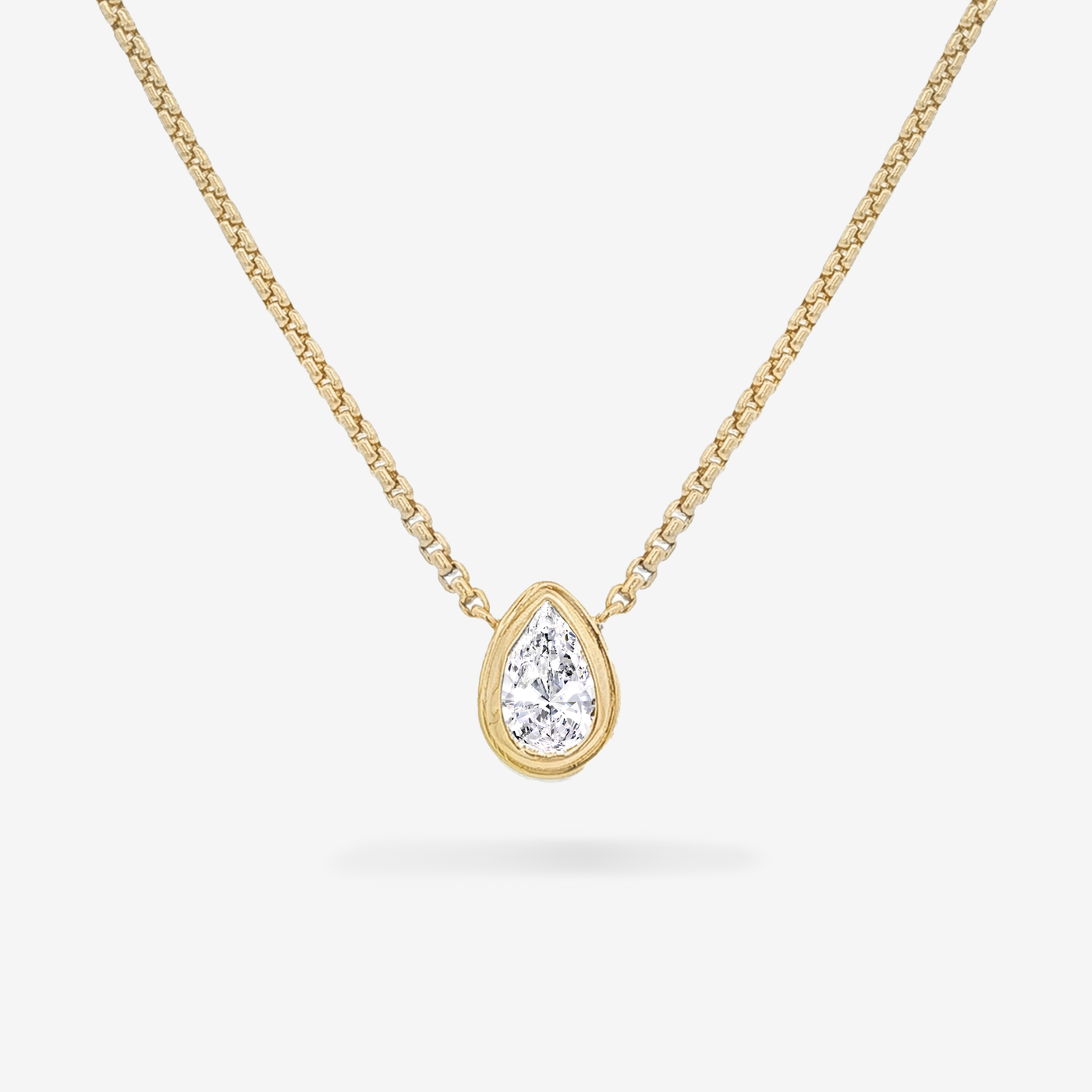 Lab Grown 1.10CT Pear Cut Diamond Bezel Necklace
