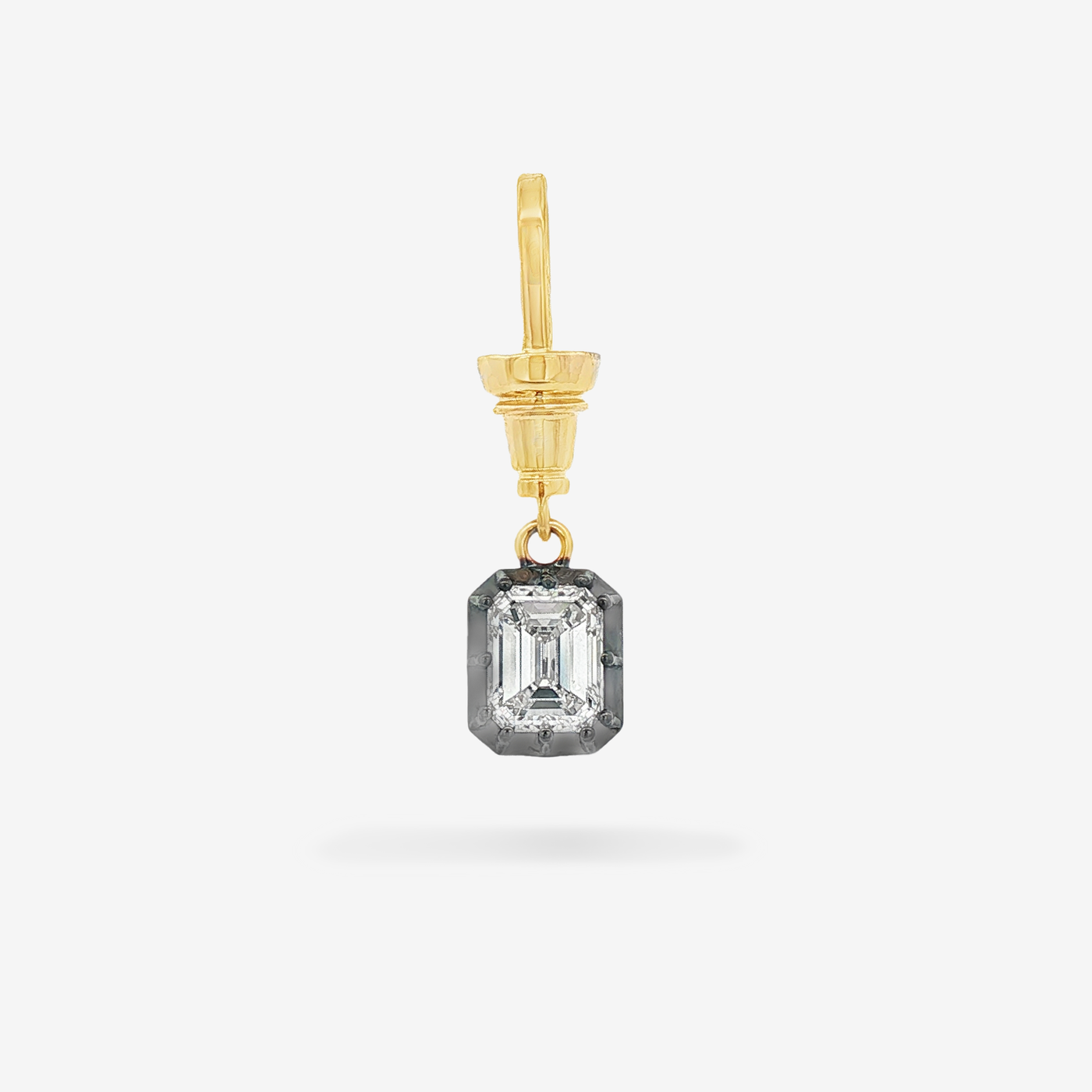 Lab Grown 1.57CT Emerald Cut Diamond Antique Pendant