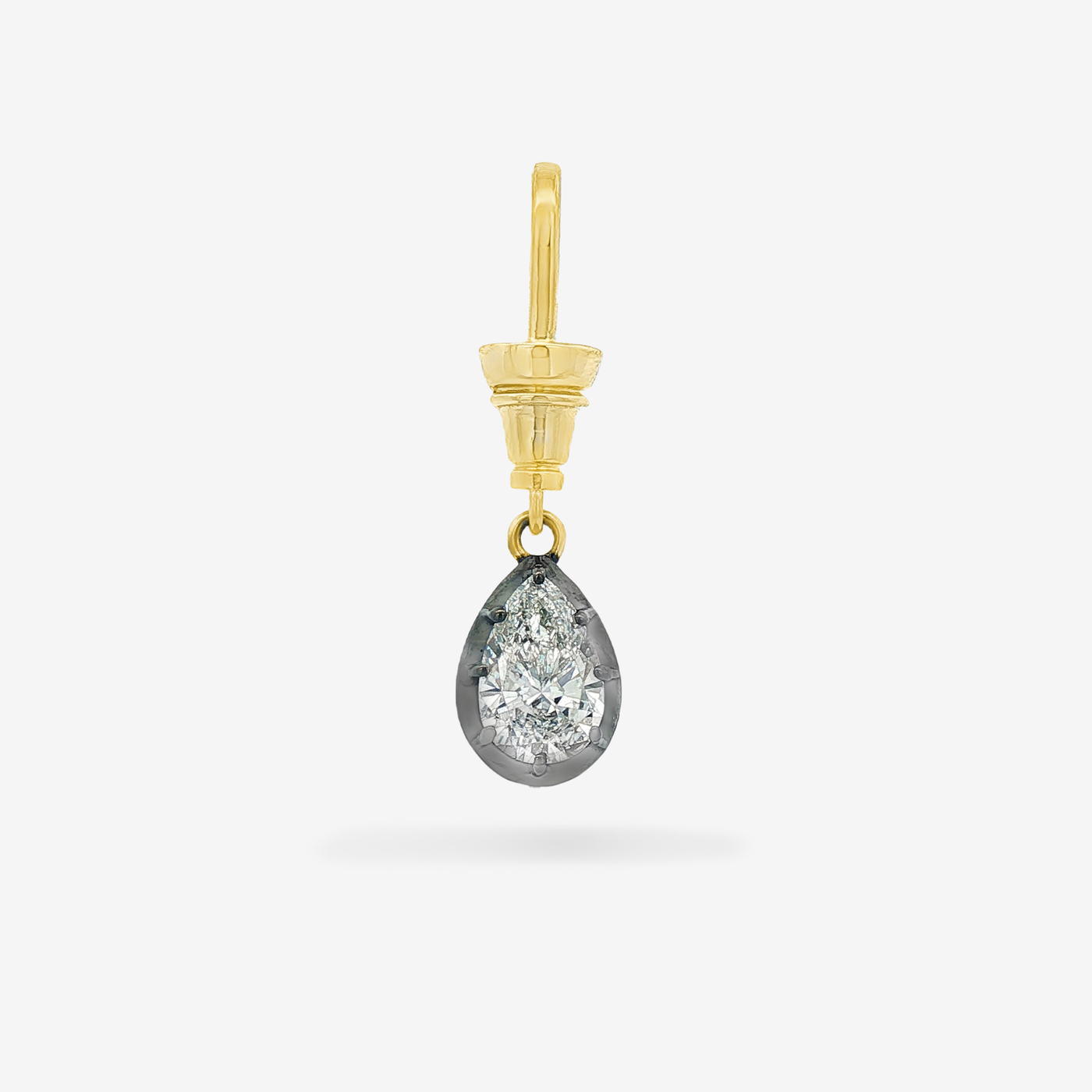 Lab Grown 1.47CT Pear Cut Diamond Antique Pendant