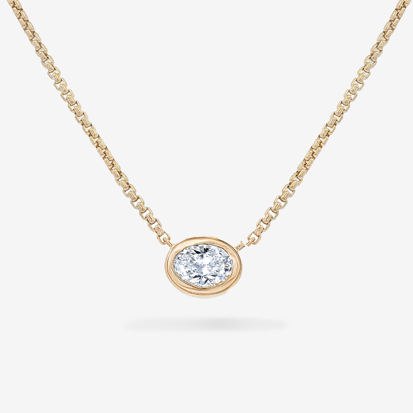 Lab Grown 1.10CT Oval Cut Diamond Bezel Necklace