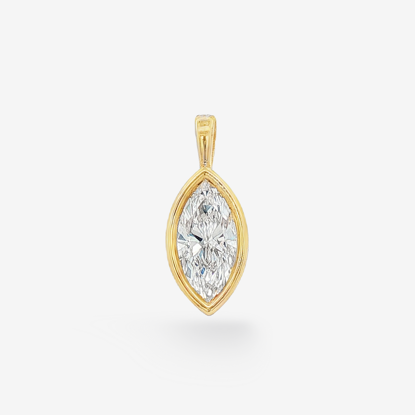 Lab Grown 2CT Diamond Solitaire Bezel Marquise Pendant