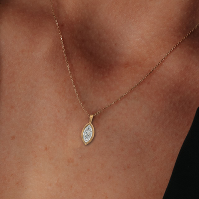 Lab Grown 2CT Diamond Solitaire Bezel Marquise Pendant