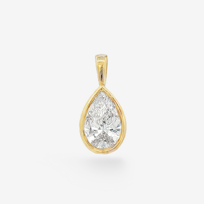 Lab Grown 2CT Diamond Solitaire Bezel Pear Pendant