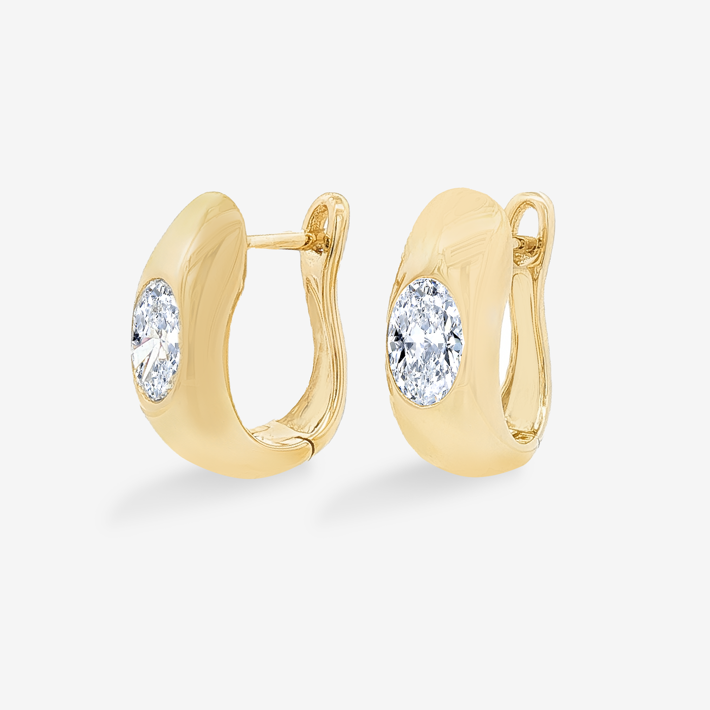 Lab Grown 1.01CT Oval Diamond U-hoop Earrings