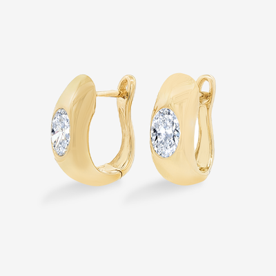 Lab Grown 1.01CT Oval Diamond U-hoop Earrings