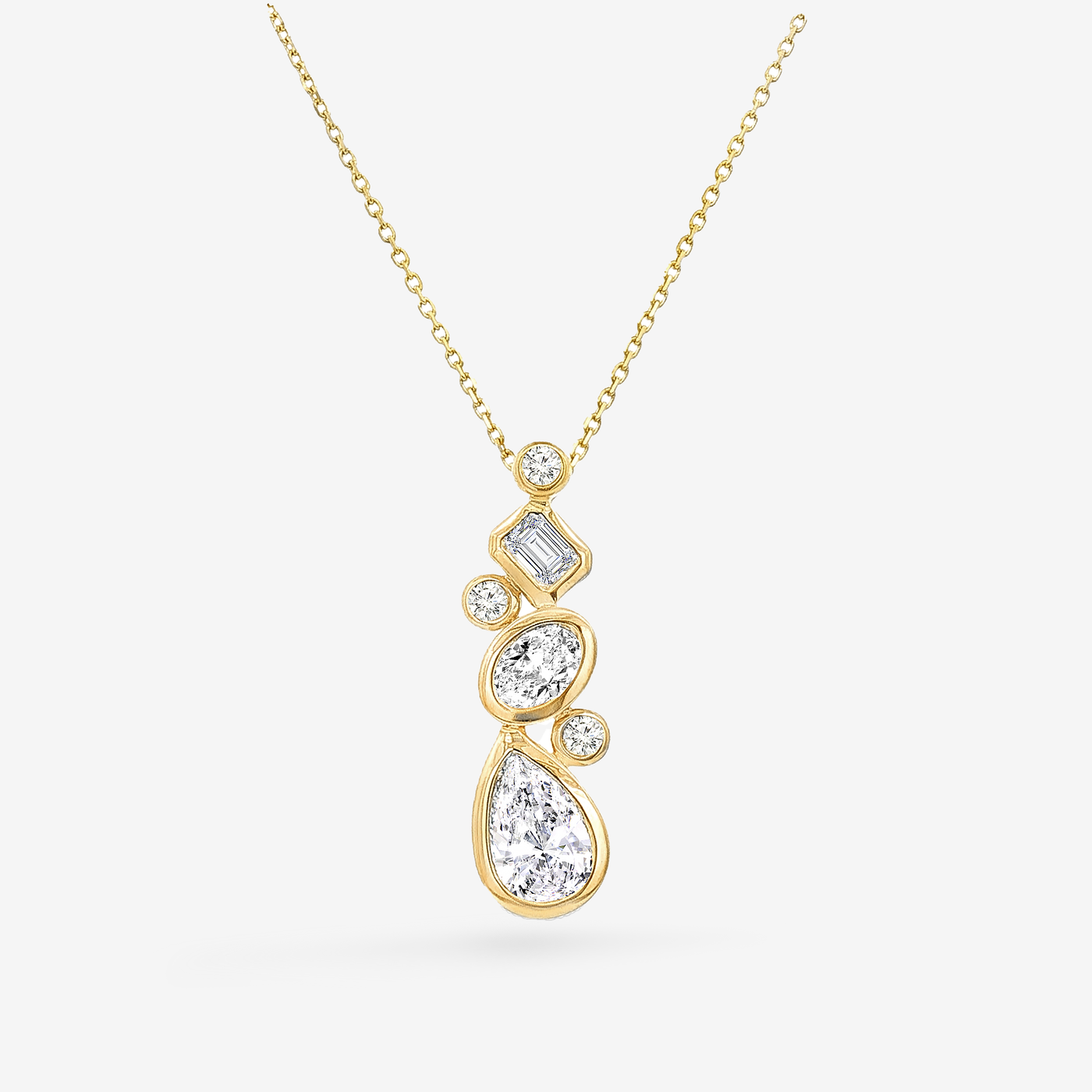 Lab Grown 1.22CT Multi Shape Diamond Bezel Necklace