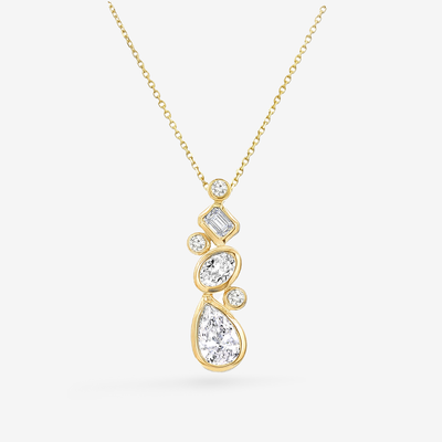 Lab Grown 1.22CT Multi Shape Diamond Bezel Necklace
