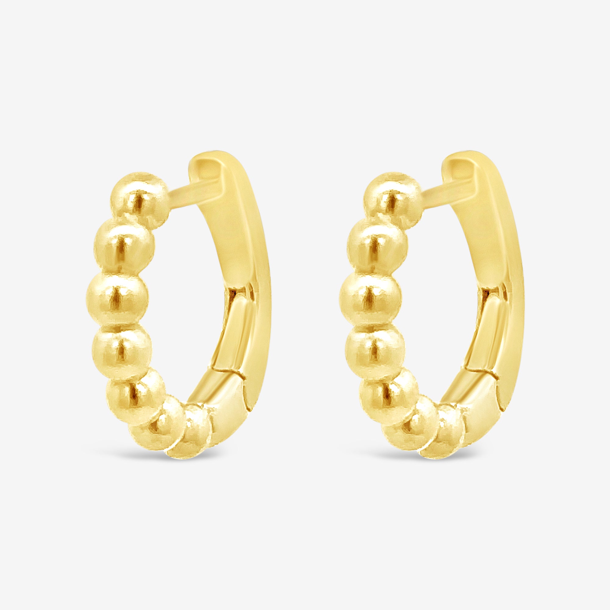 gold bead huggie earrings