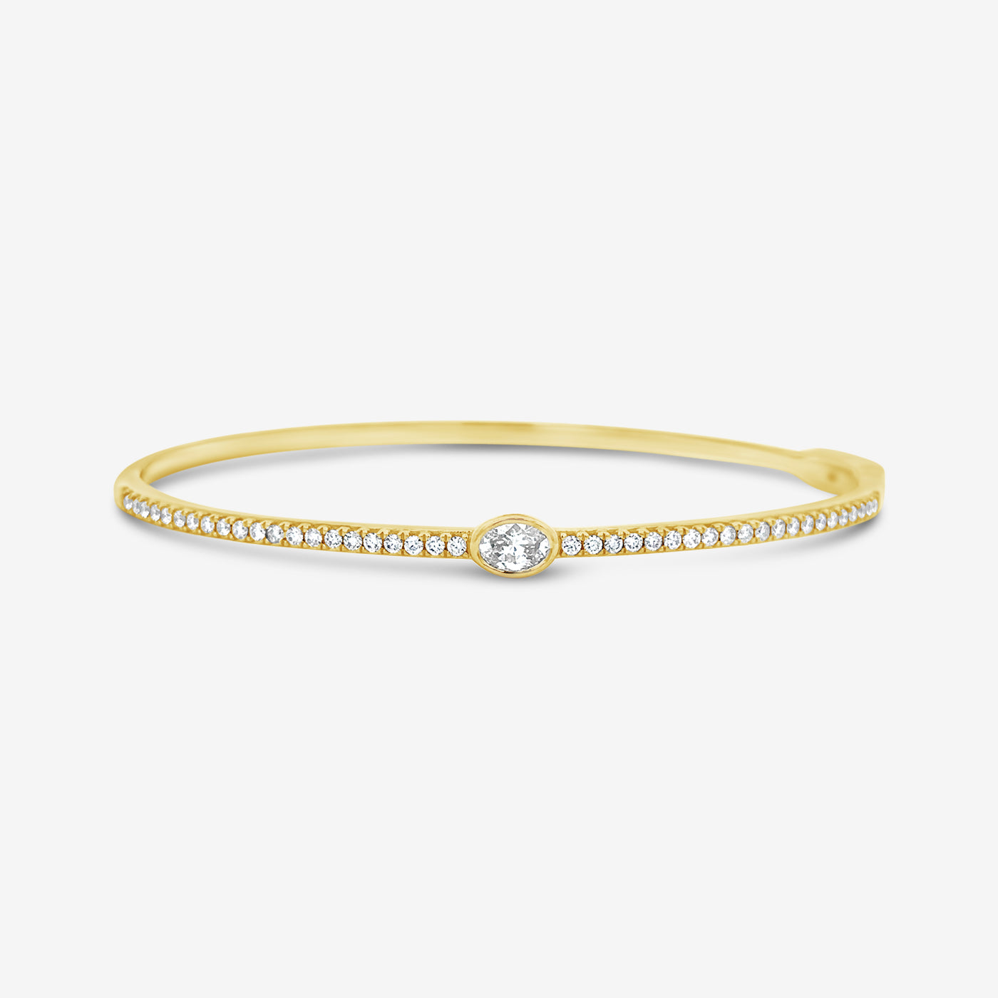 oval and round diamond bangle bracelet