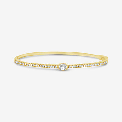 oval and round diamond bangle bracelet