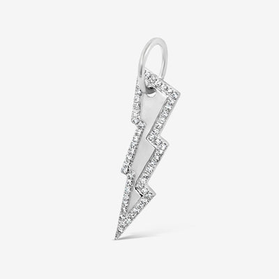 white gold diamond lighting bolt pendant