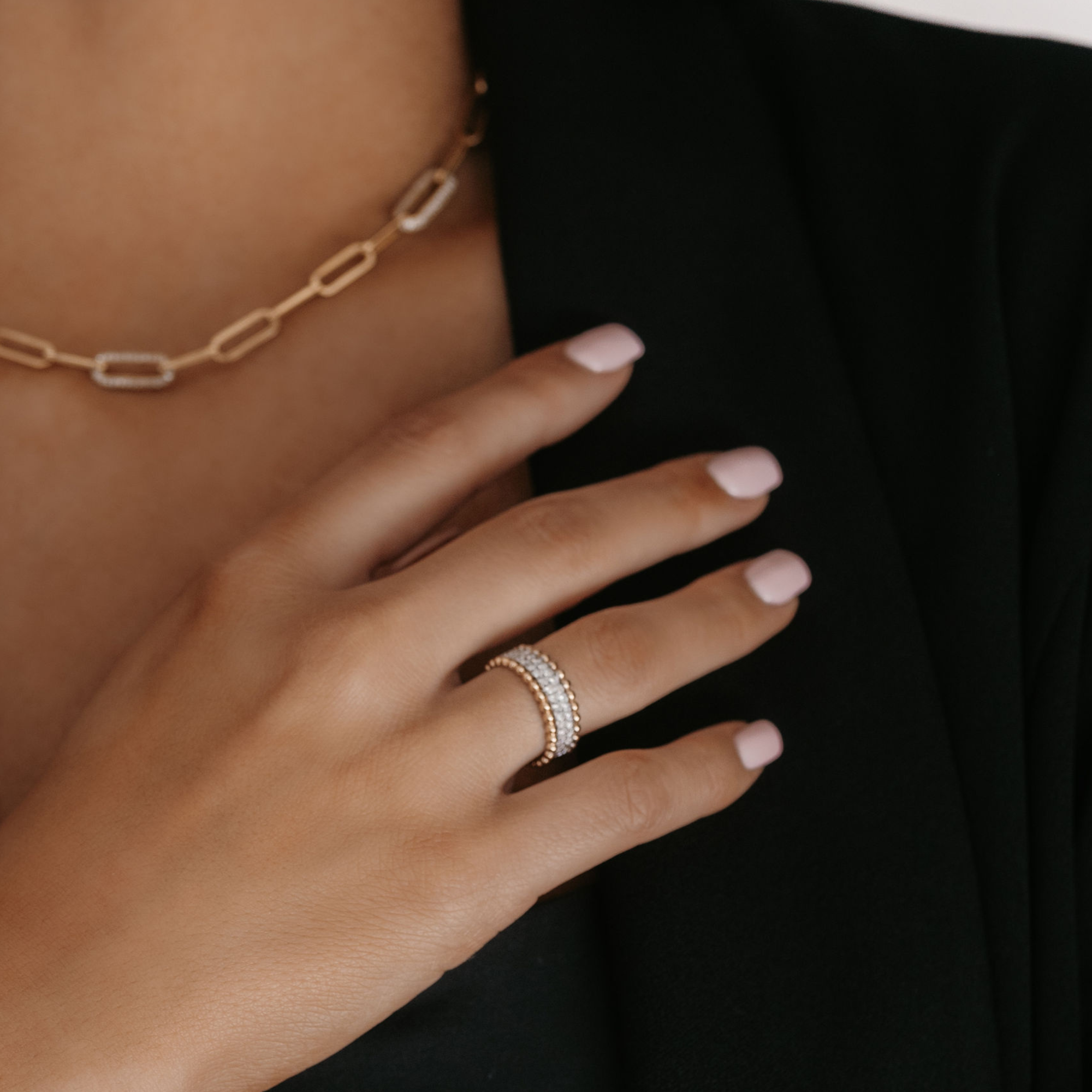 diamond and gold bead ring