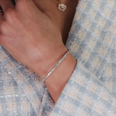 2.00CT Halfway Diamond 3MM Med. Bangle Bracelet
