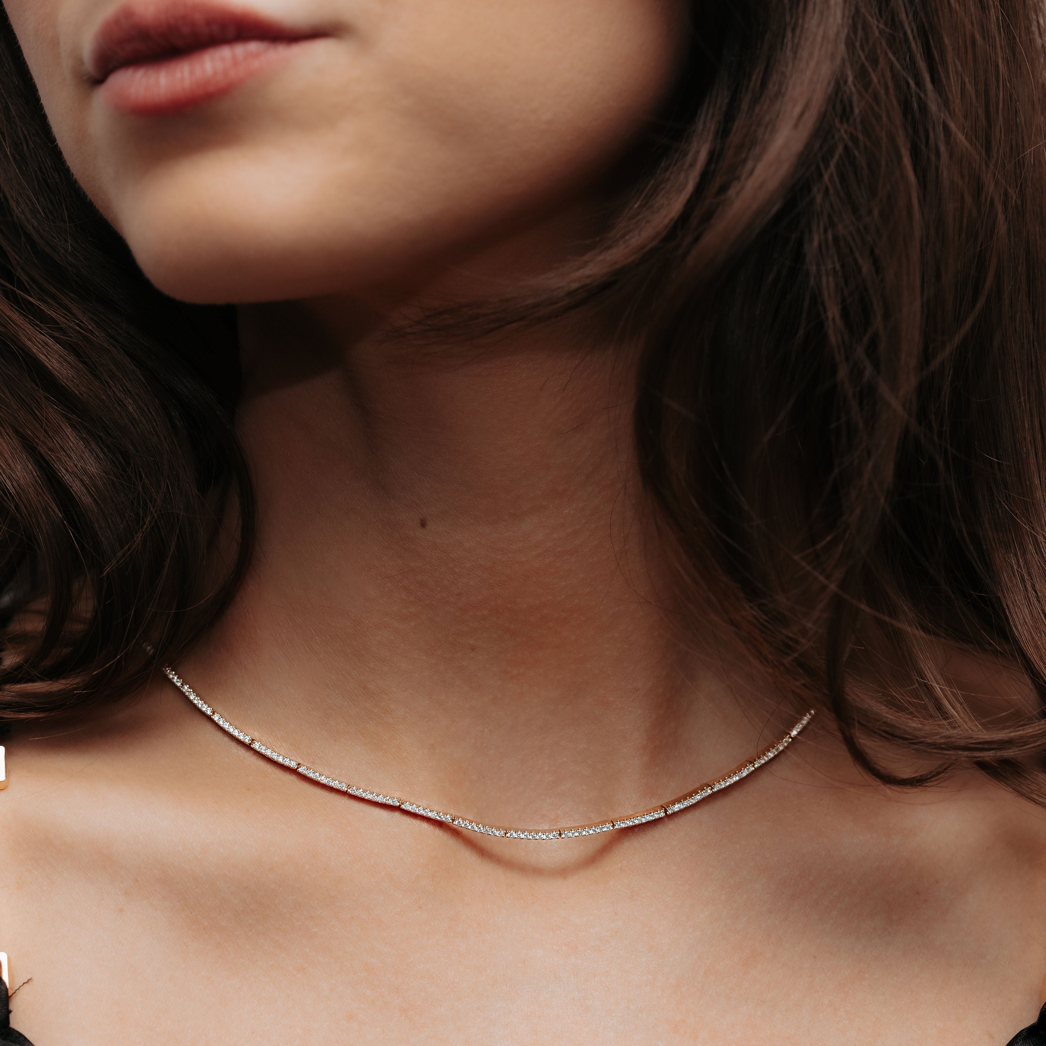 flex bar diamond tennis necklace