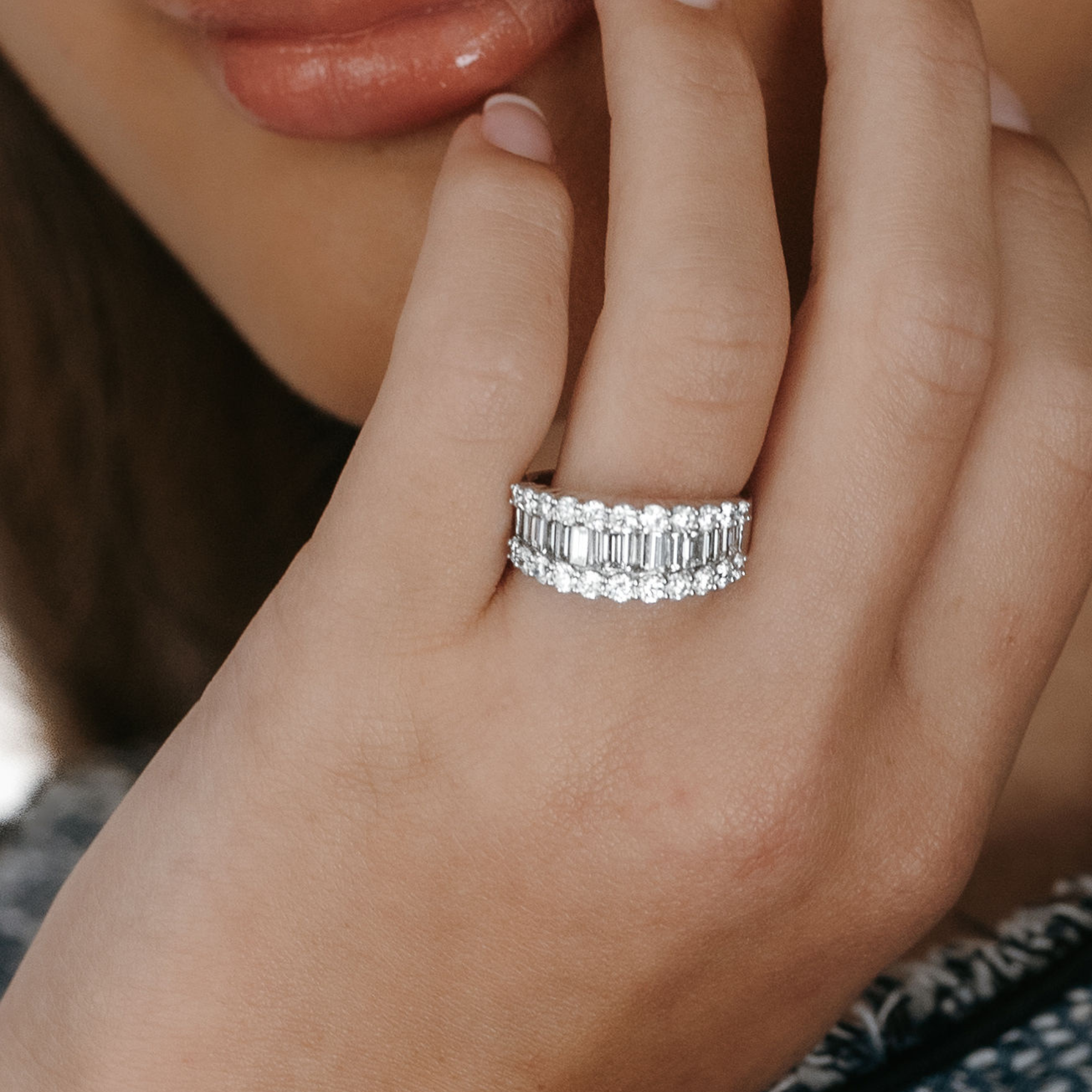 baguette and round diamond ring