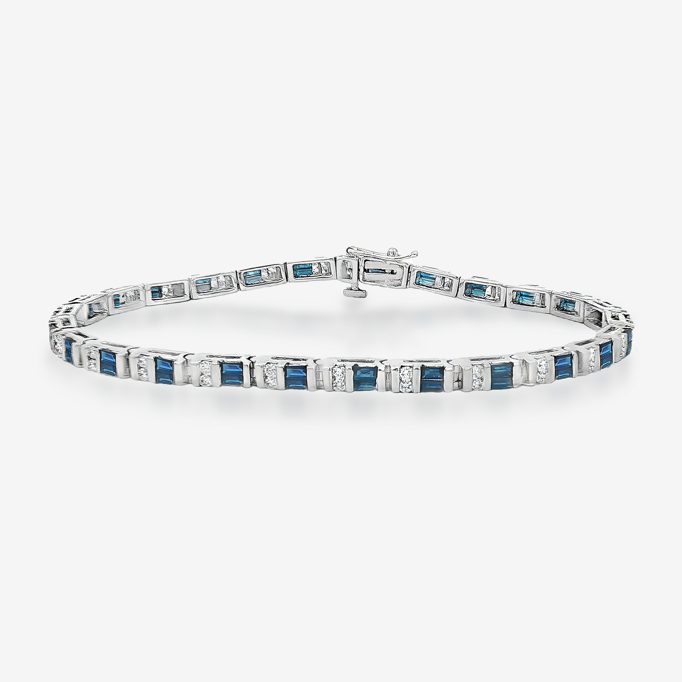 2.15CT Sapphire & Diamond Channel Tennis Bracelet