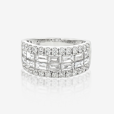 2.23CT Emerald Cut & Round Diamond Ring