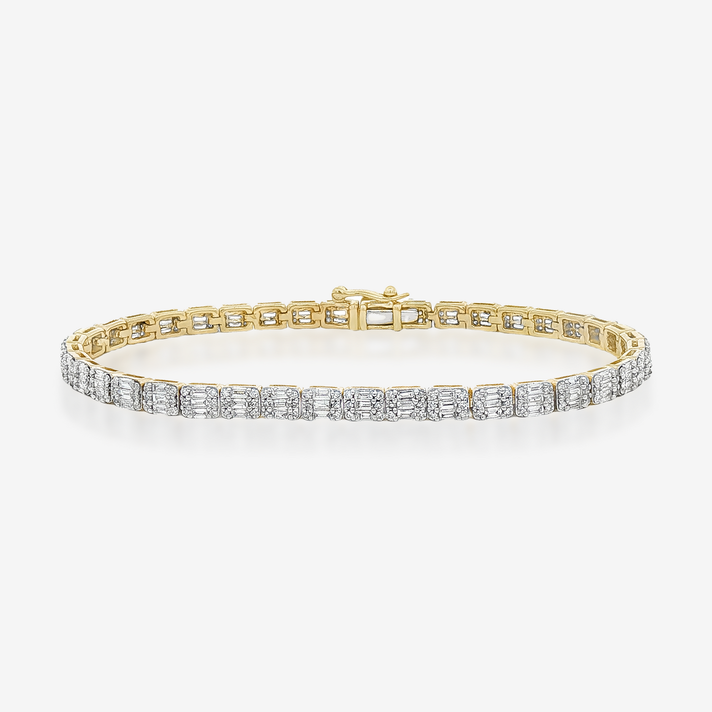2.40CTW Baguette & Round Diamond Tennis Bracelet
