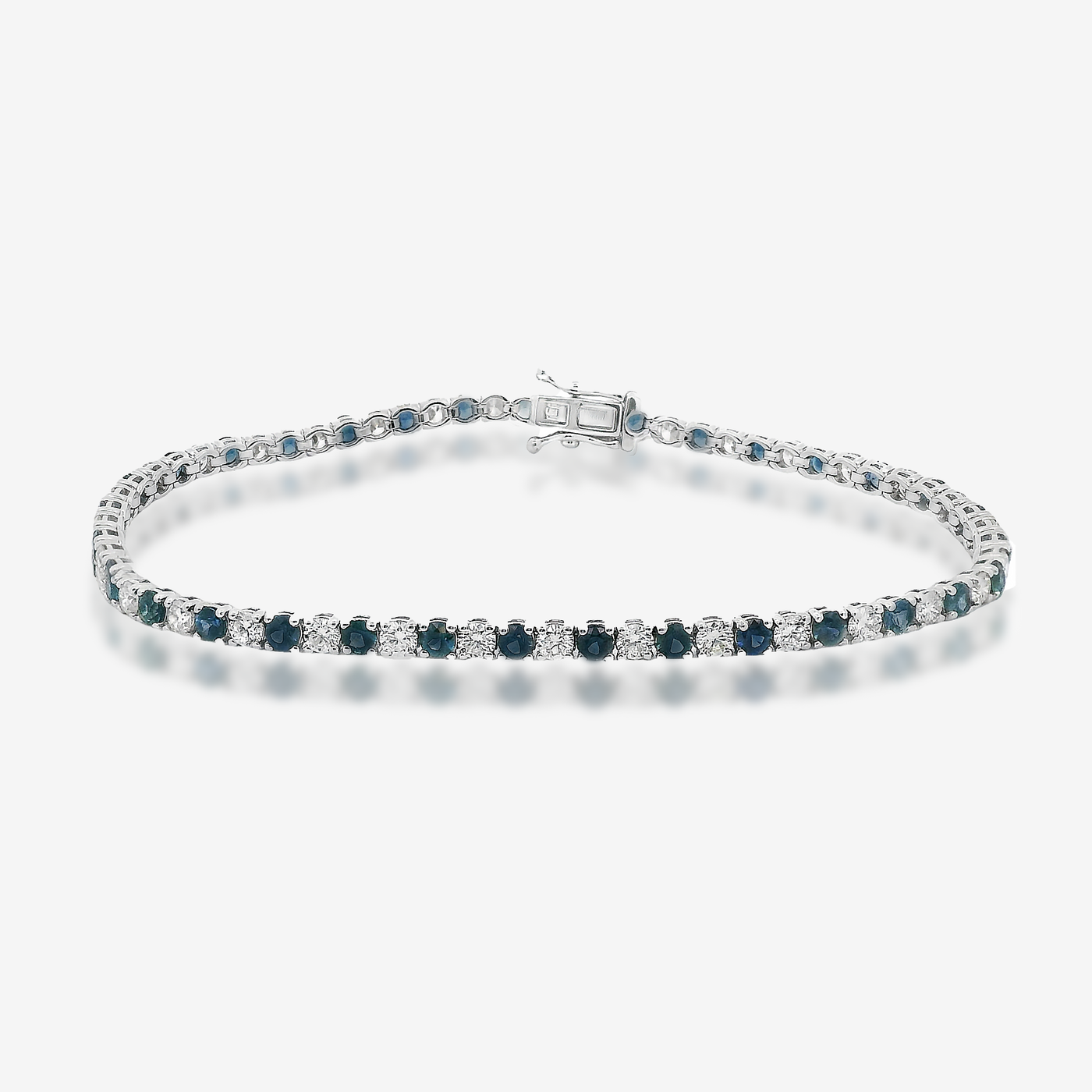 2.50CT Round Sapphire & Diamond Tennis Bracelet