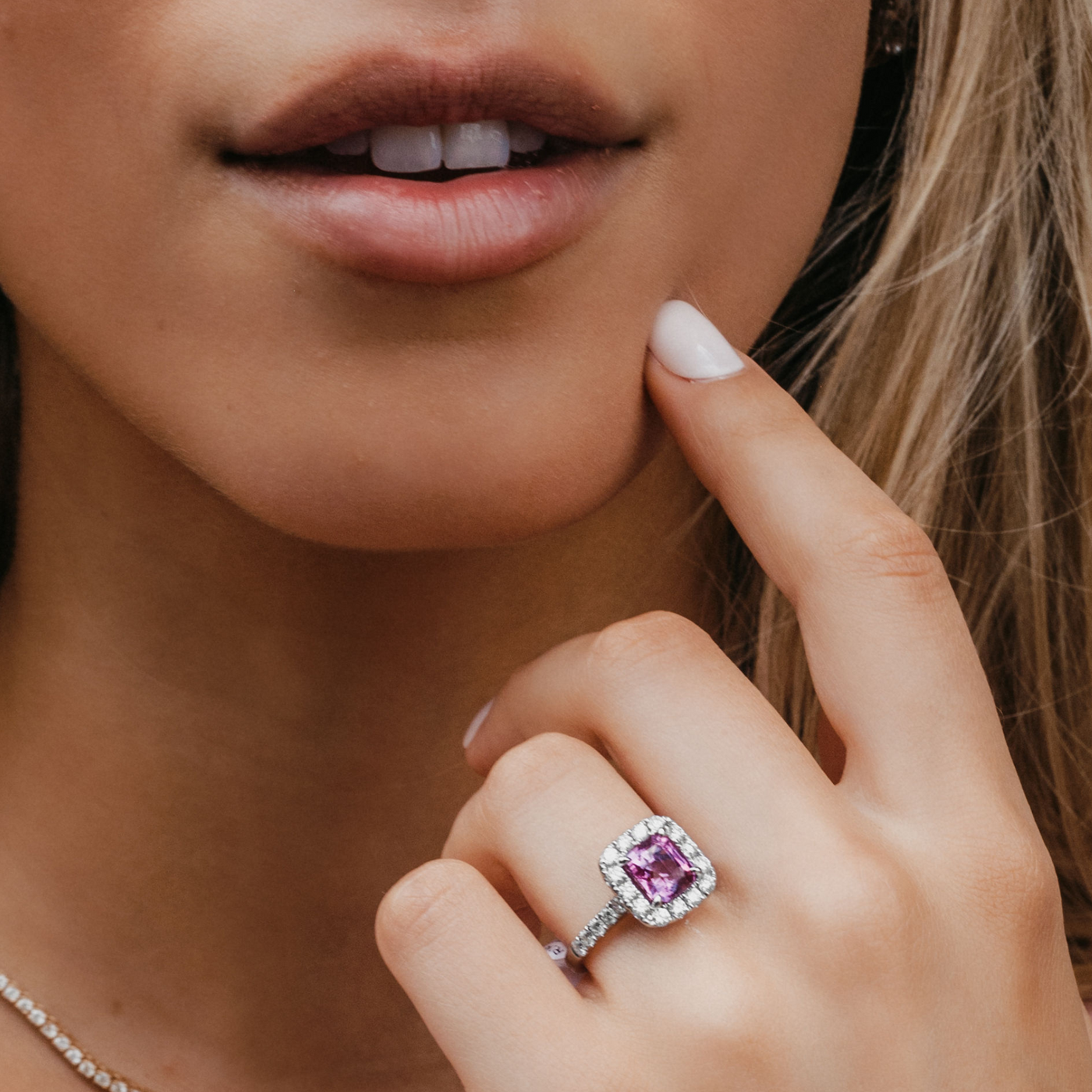 2.52ct Radiant Pink Sapphire Ring