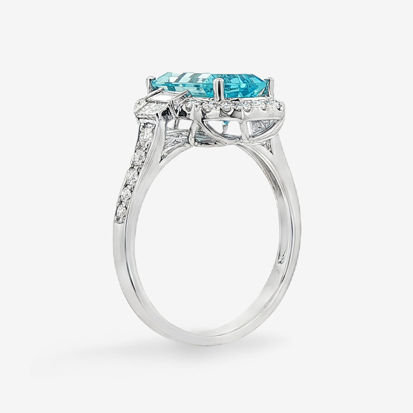 2.75CT Aquamarine & Diamond Halo Ring