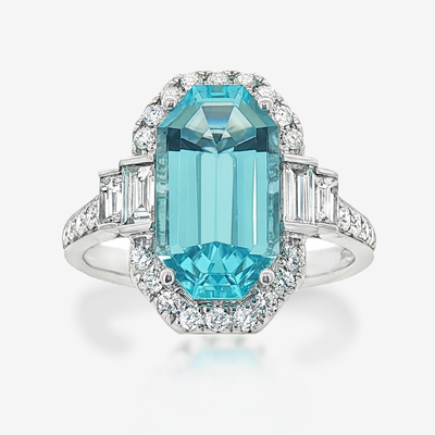 2.75CT Aquamarine & Diamond Halo Ring