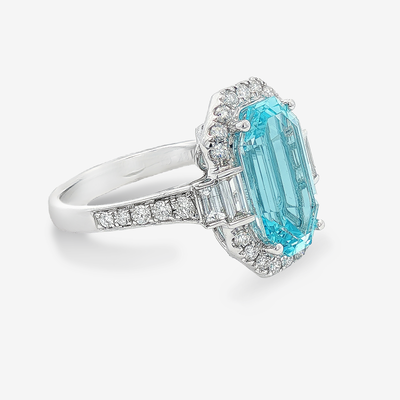 2.75CT Aquamarine & Diamond Halo Ring