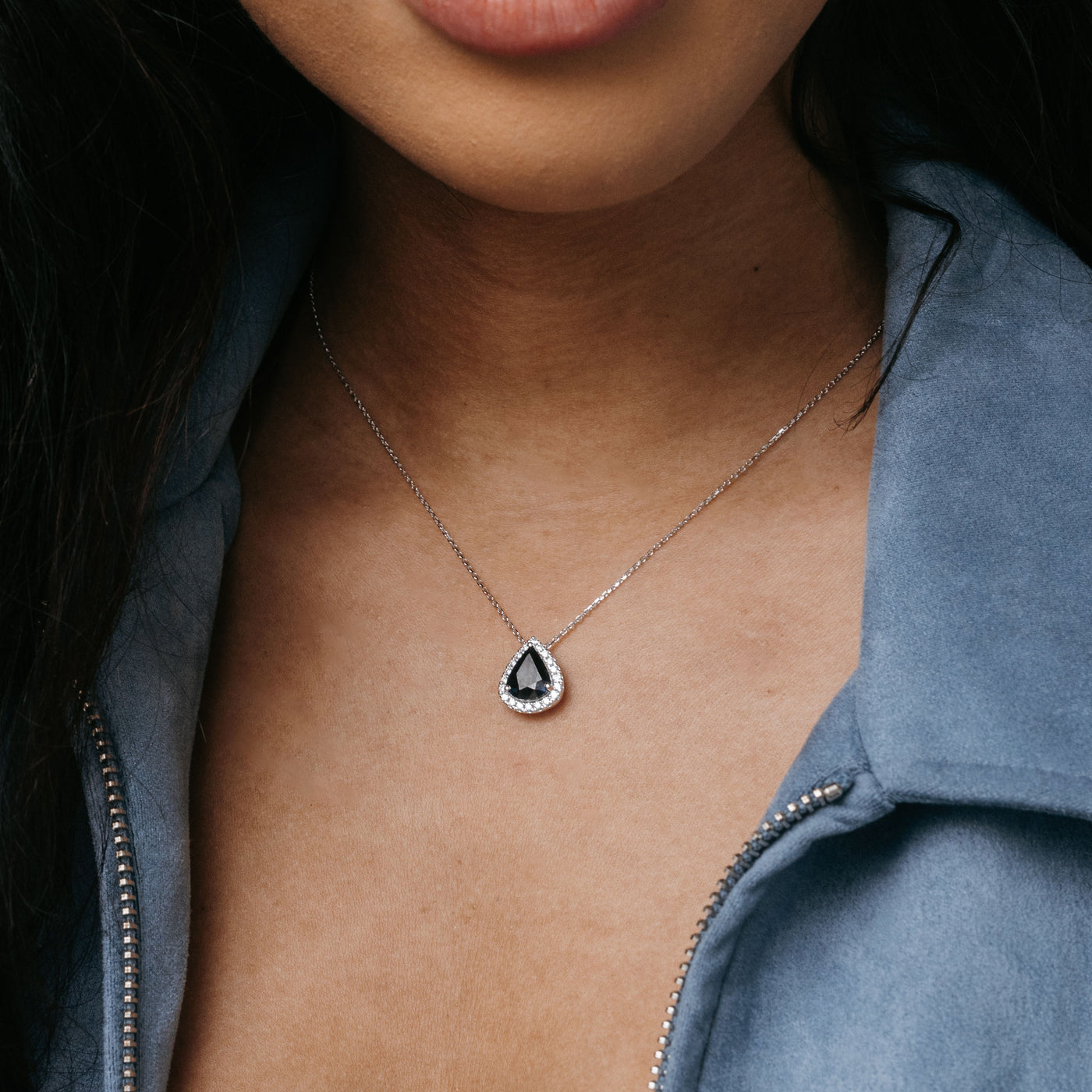 sapphire and diamond halo necklace