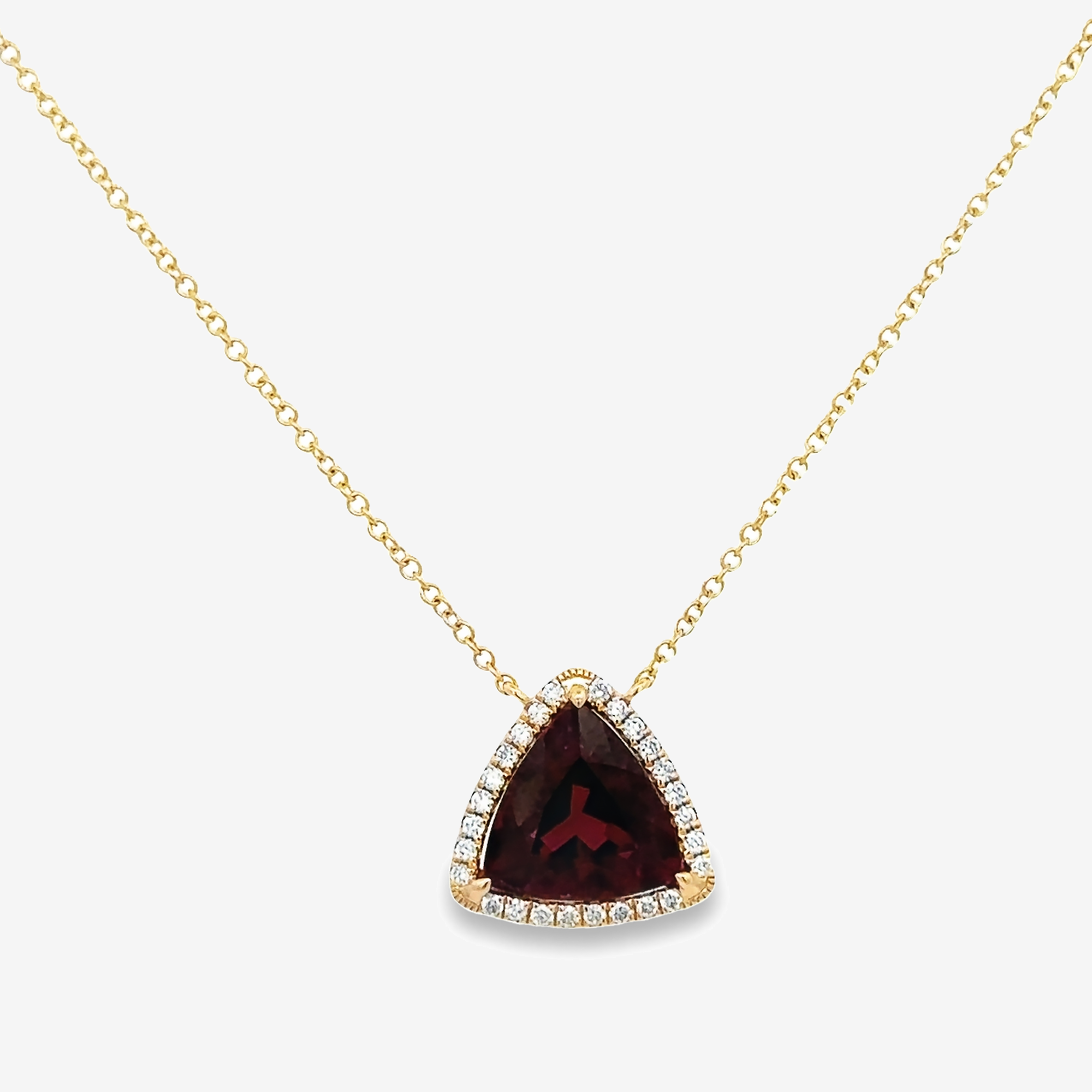rubellite tourmaline and diamond halo necklace
