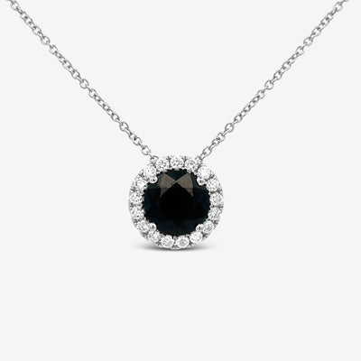 2.97CT Blue Sapphire & Diamond Necklace