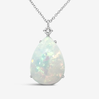 natural opal and diamond necklace