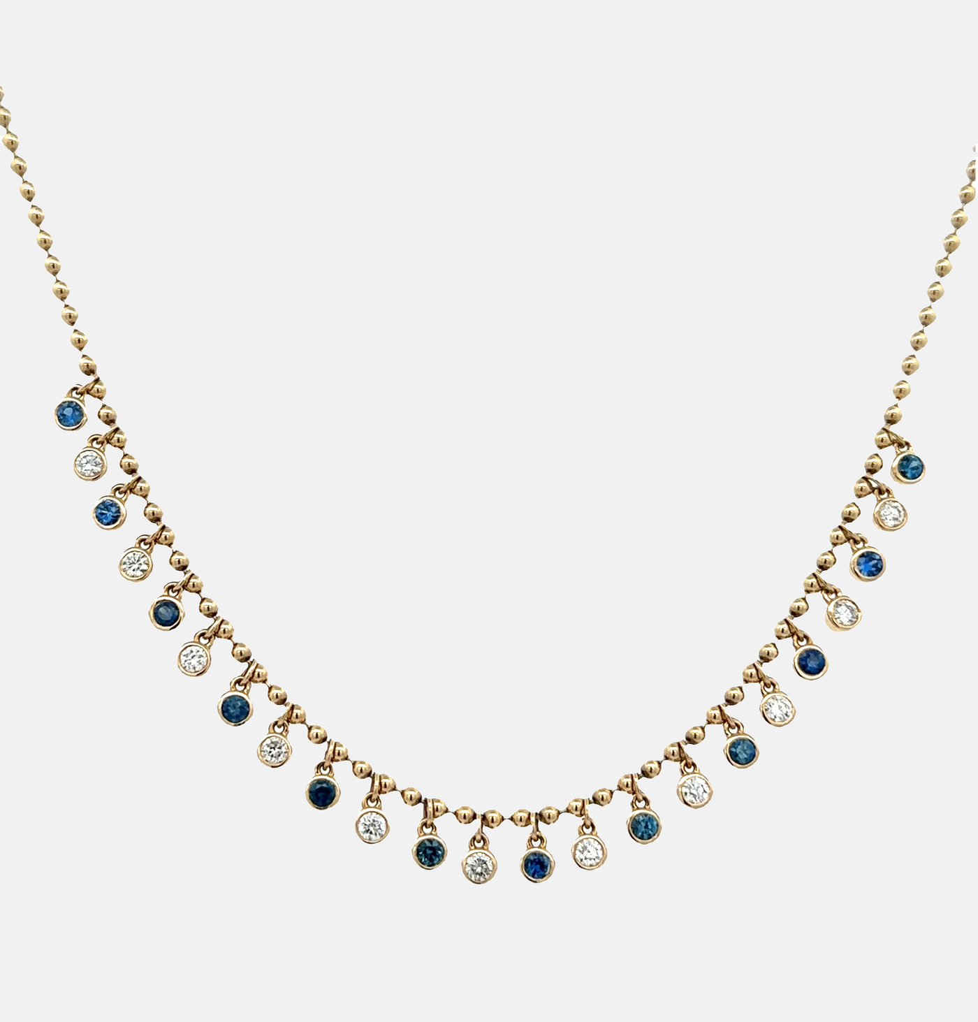 23 Drops By The Yard 1.30CT Sapphire & Diamond Necklace