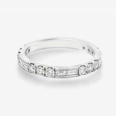 3/4 Baguette & Round Diamond Band Ring