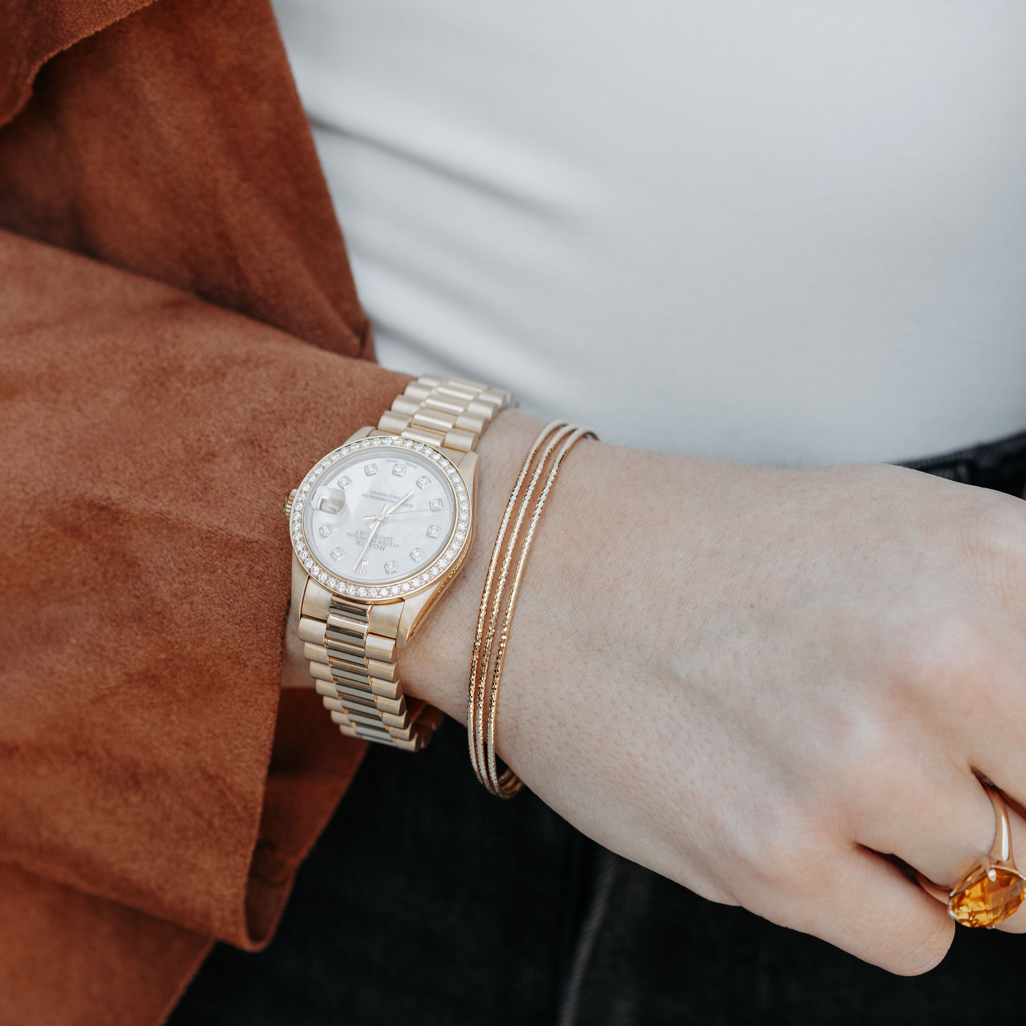 three gold bangle cuff bracelet
