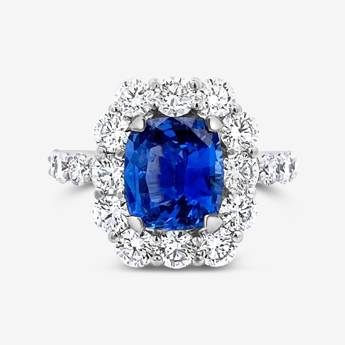 sapphire and diamond halo cocktail ring