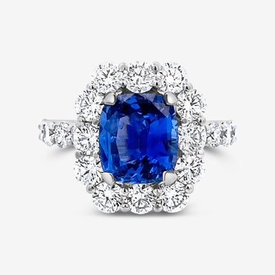 sapphire and diamond halo cocktail ring